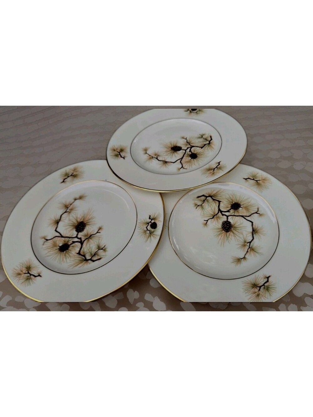 3 Lenox Pine W-331 Bread & Butter Plates Bone China 6.5" Discontinued Pattern